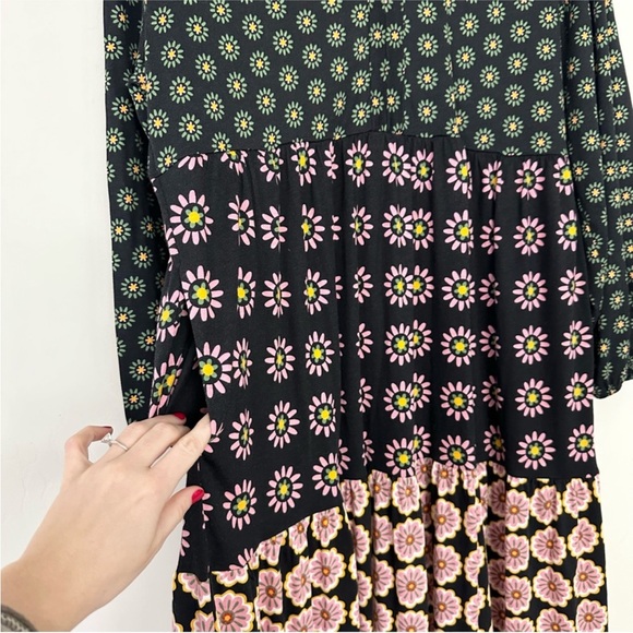 BODEN Floral Long Sleeve Tiered Jersey Maxi Dress in Hotch Potch Multi Womens 10 - Picture 6 of 10